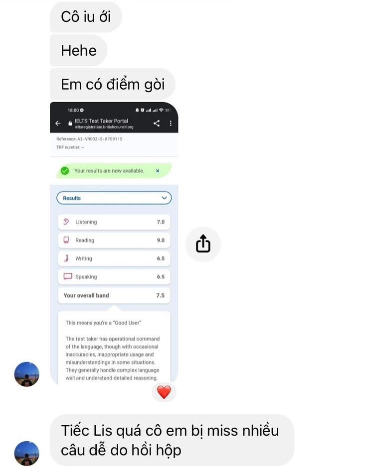 feedback khóa học ielts Listening Speaking 4.1