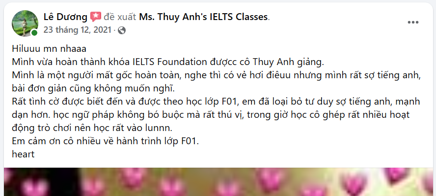feedback lớp học ielts foundation 3