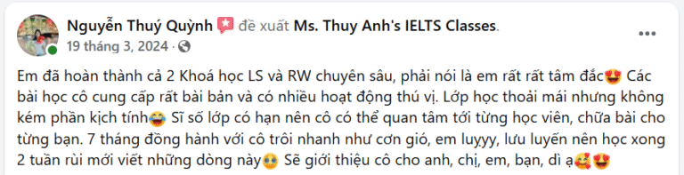 feedback khóa học ielts Listening Speaking 2