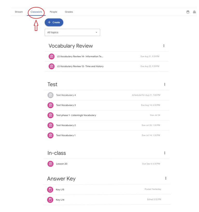 bí kíp học IELTS Online: tab trên google class 2