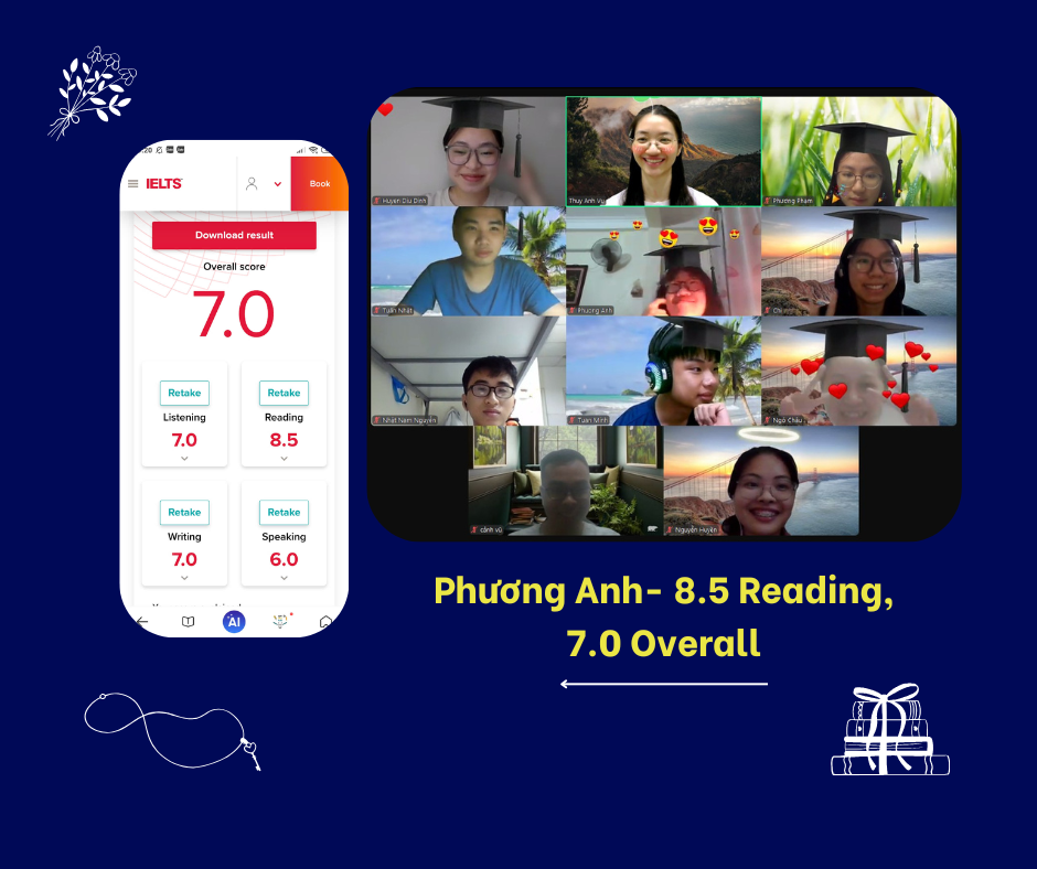 Chia sẻ kinh nghiệm thi IELTS đạt 8.5 Reading, 7.0 Writing của Phương Anh​